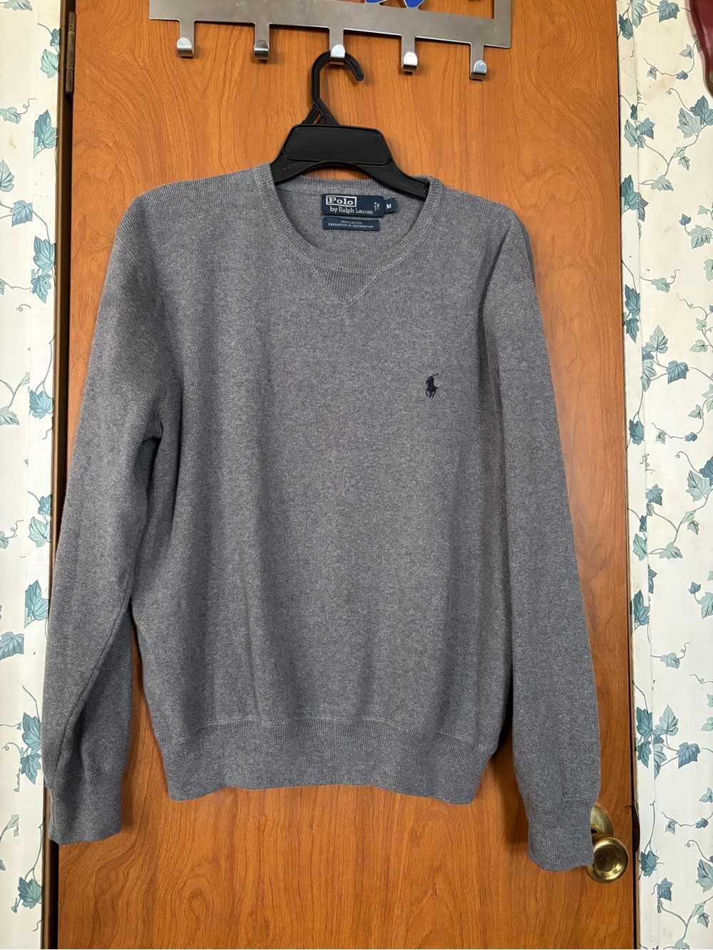Polo by Ralph Lauren Crewneck Sweater in Heather Gray with Navy Logo